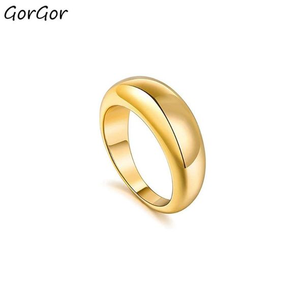 

wedding rings gorgor women copper material pattern hemispherical thick smooth surface simple exquisite bands jewelry og2305lh, Slivery;golden