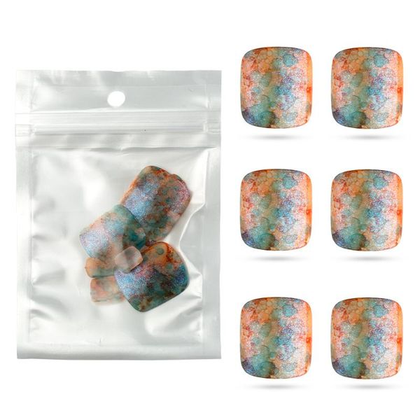 

false nails 24pcs/pearl opp fake toenail tips summer design for foot decoration with crystal women girls pedicure press on, Red;gold