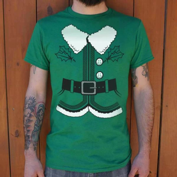 

santa's elf costume t-shirt | mens short sleeve graphic t-shirt, White;black