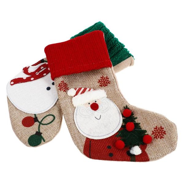 

christmas decorations 2pcs linen embroidery gift sock design bag candy storage