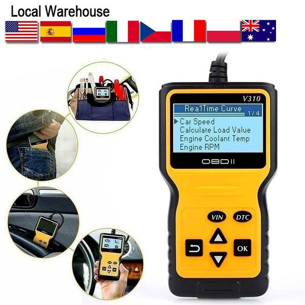 

code readers & scan tools obd2 v310 obd fault reader tool obdii/eobd read dtc 2 car diagnostic auto scanner 6 languages