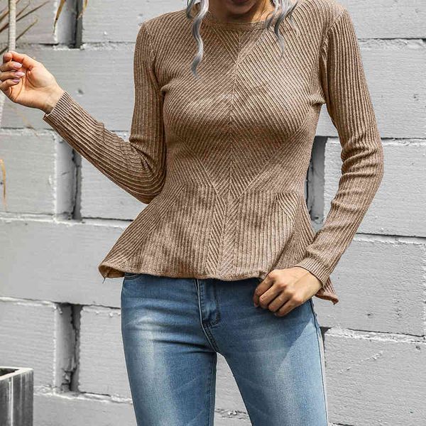 

warm soft sweater women's autumn and winter fashion casual ruffle long sleeve pullover knitting shirt woman sweaters 210514, White;black