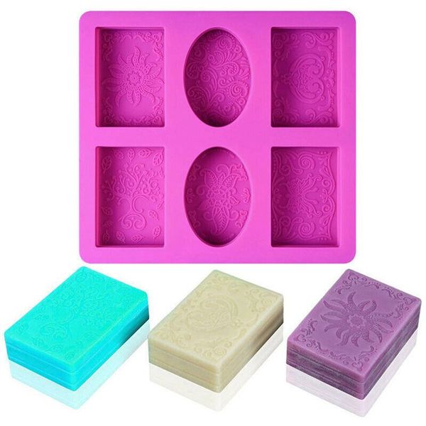 

craft tools 6 cavity silicone mold for making soaps 3d plain soap rectangle diy handmade form tray mould