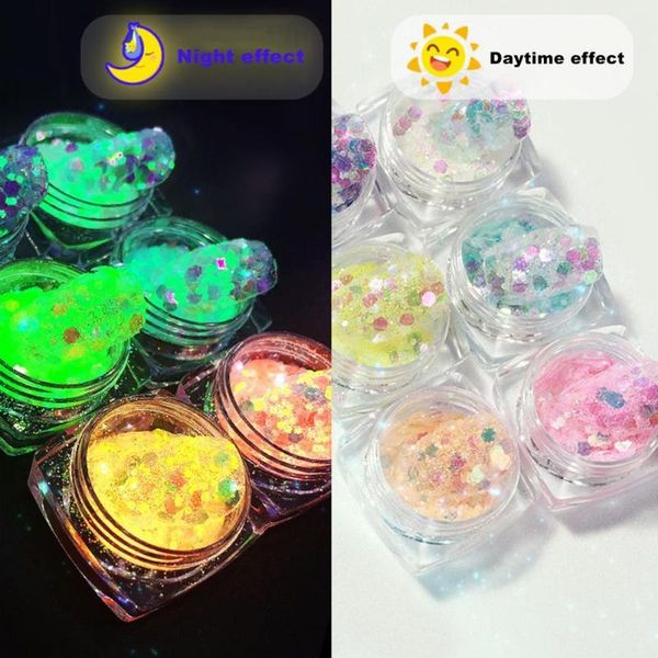 

nail glitter 6 boxes sequins exquisite detachable art fashion manicure decor for salon, Silver;gold