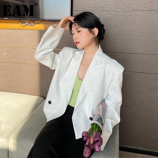 

women's suits & blazers [eam] women white brief big size short blazer lapel long sleeve loose fit jacket fashion tide spring autumn 202, White;black