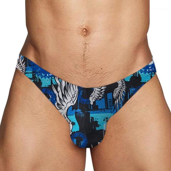 

underpants men's low waist briefs print ice silk breathable bikini underwear thong g-string men panties lingerie brief tangas, Black;white