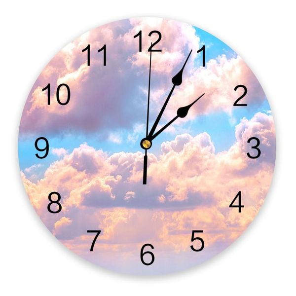 

wall clocks beautiful pink clouds pvc clock home decor modern design living room digital