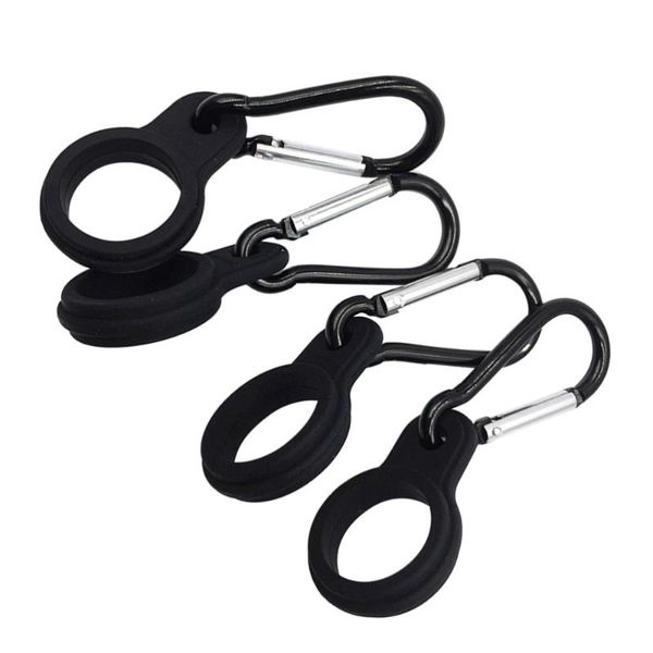 

cords, slings and webbing 4pcs silicone hanging buckle useful water bottle carrier clip kettle hook holder for outdoor (black)