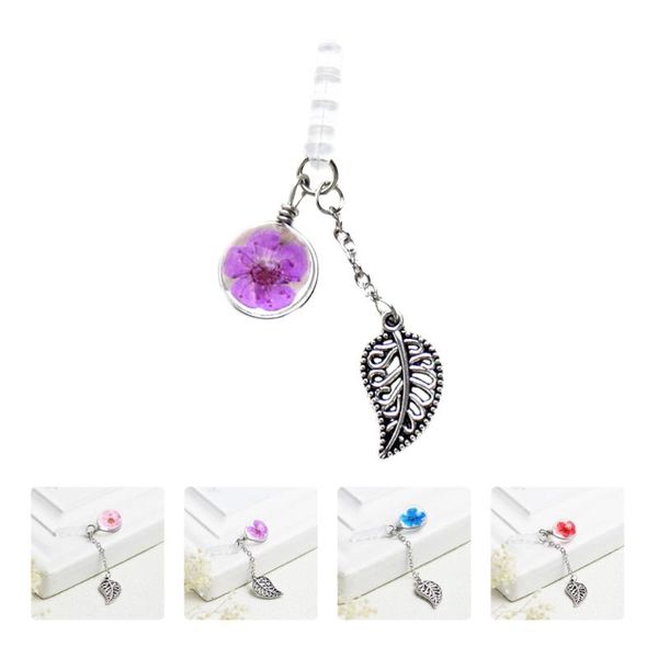 

cell phone anti-dust gadgets 2pcs 3.5mm flower leaf dust plugs headset pendants