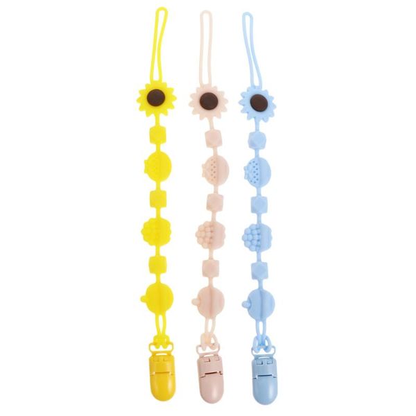

pacifiers# 3pcs silicone baby pacifier clip chain adorable infant holder