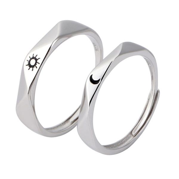 

cluster rings 1 pair sun moon lover couple set promise wedding bands men women jewellery, Golden;silver
