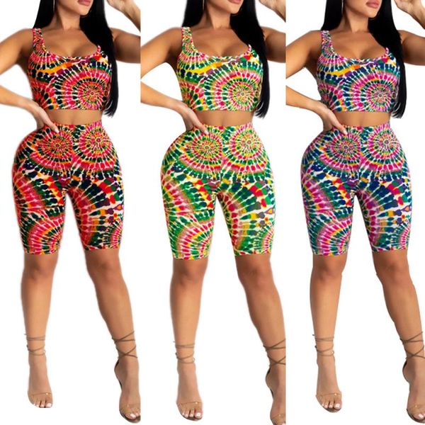 

women's tracksuits women two piece set outfits fashion streetwear sleeveless low cut crop tank bodycon elastic waist short pants, Gray