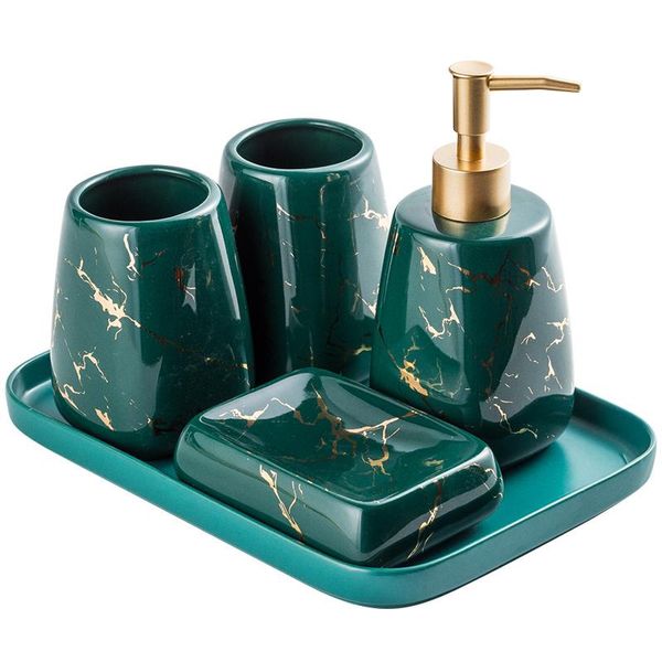 

bath accessory set northern european-style ceramic bathroom wash light luxury marbling series model room decoration