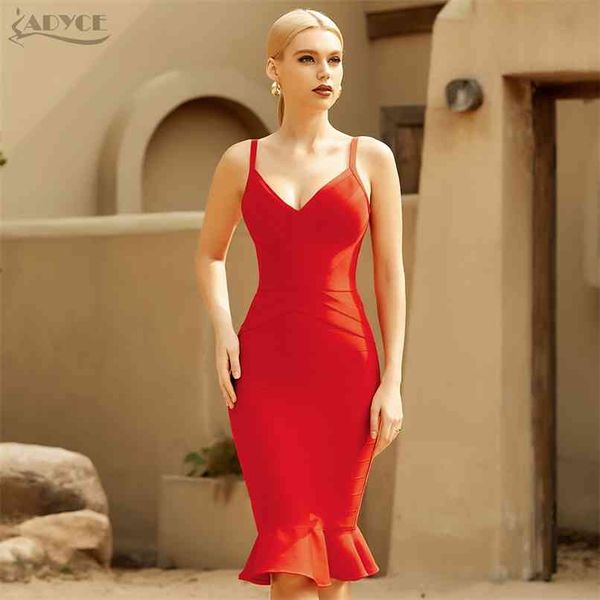 

summer red spaghetti strap trumpet bandage dress v neck midi club celebrity evening party dresses for women 210507, Black;gray