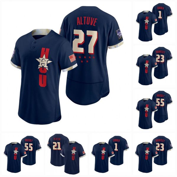 

alex bregman 2021 all-star game jersey jose altuve yordan alvarez carlos correa ryan pressly justin verlander michael brantley zack greinke, Blue;black