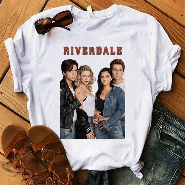 

riverdale printed harajuku o neck women t shirts short sleeve fashion 90s graphic tee female, White