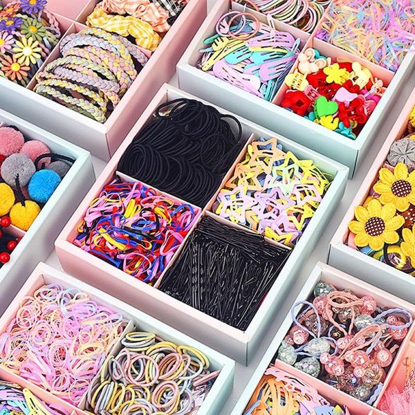 

hair accessories 2021 cute colorful stripe kids headwear rubber band elastics girl, Slivery;white