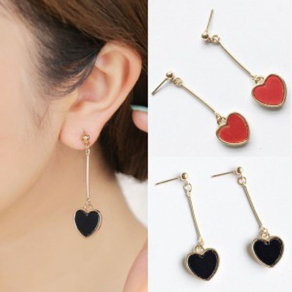 

version temperament love peach long tassel earrings simple