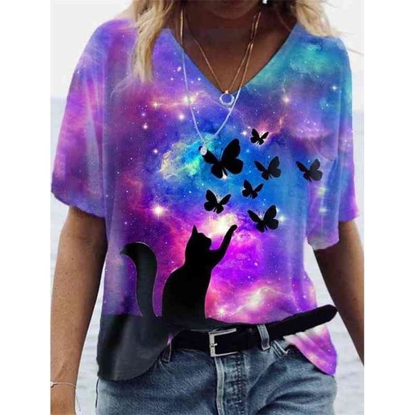 

harajuku streetwear tshirts summer vintage printed women casual short sleeve v-neck plus size tee shirt femme lady clothes 210324, White