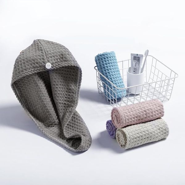 

towel super soft absorbent microfiber quick dry hair cap with buttons