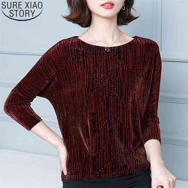 

tunic women blouses red glitter shirt fashion elegant shiny sequin blouse plus size golden shine women's 12449 210506, White