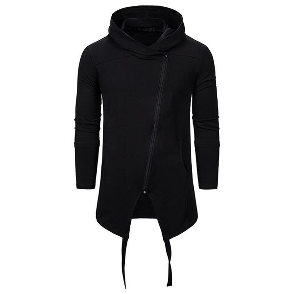 

men's hoodies & sweatshirts autumn men irregular slim fit black hooded cotton british style streetwear