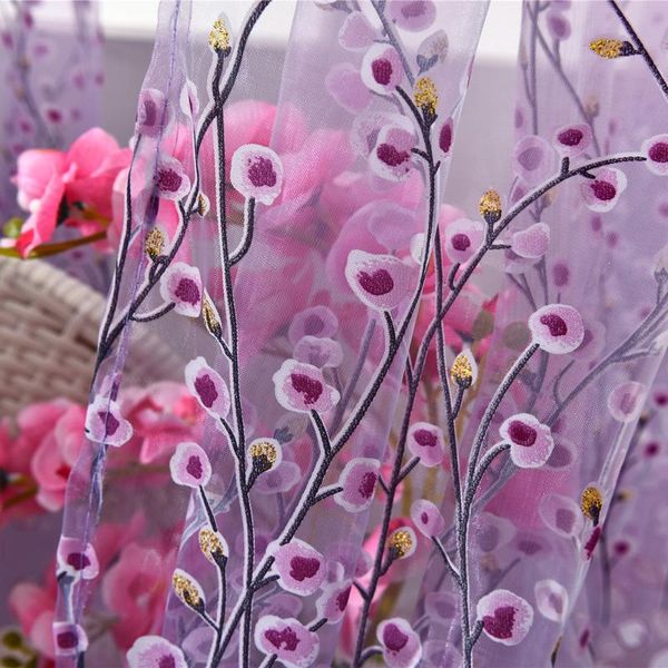 

romantic lamei floral voile window curtains drape valance panel room door curtain & drapes