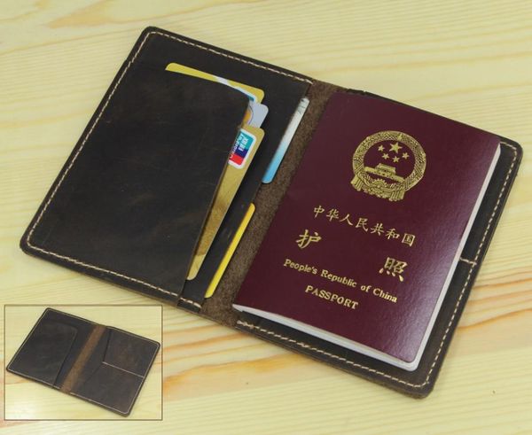 

card holders handmade vintage men's genuine leather possport cover passport bags cow license bag air ticket protective sleeve, Brown;gray