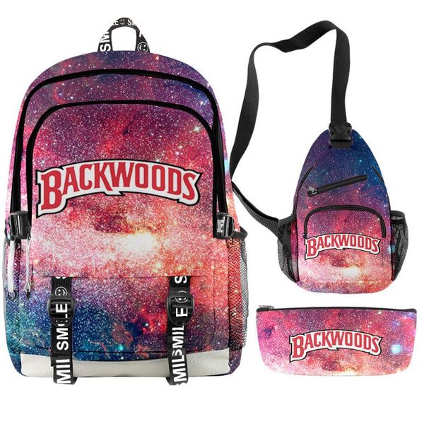 

backpack backwoods 3d bag starry sky printing peripheral cool and simple three-piece suit for men women with usb charging