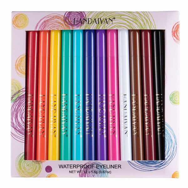 Kit eyeliner colorato 12 colori/confezione Set di matite per eyeliner colorate liquide opache impermeabili Cosmetici per il trucco Occhi a lunga durata