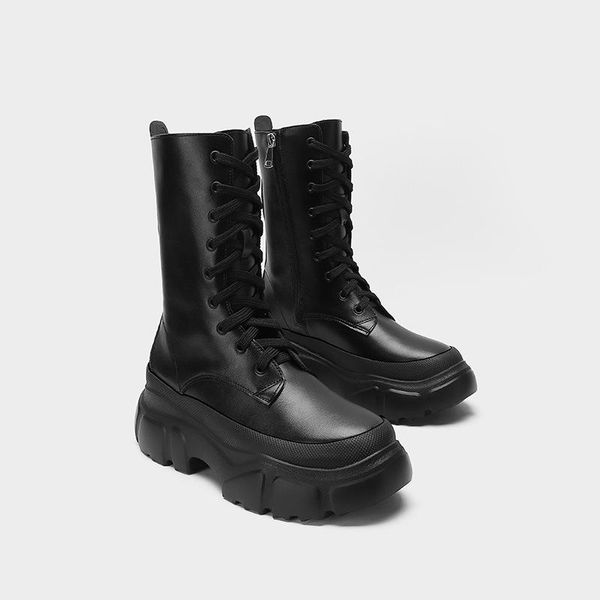 

boots lady women's rubber shoes rain round toe zipper boots-women winter footwear rock mid calf riding mid-calf lolita 2021, Black