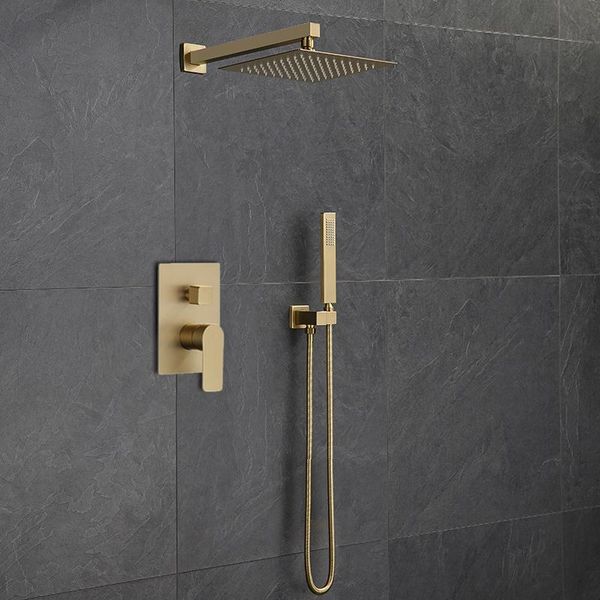 

bathroom shower set brushed gold rain faucet wall or ceiling mounted mixer 8-12" head sets