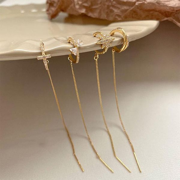 

earrings for women fashion folding six star ear clip without hole jewelry accessories wholesale stud, Golden;silver