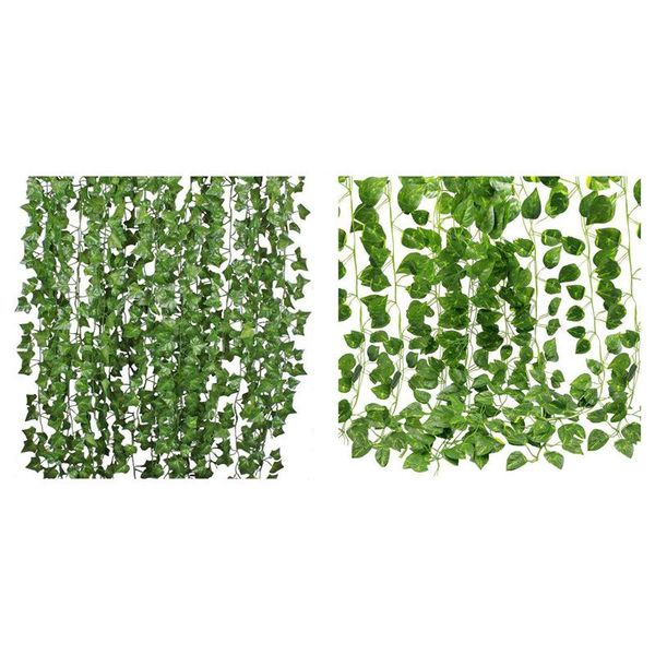 

pcs artificial ivy garland foliage green leaves fake hanging vine plant with 12pcs 84 feet, decorative flowers & wreaths