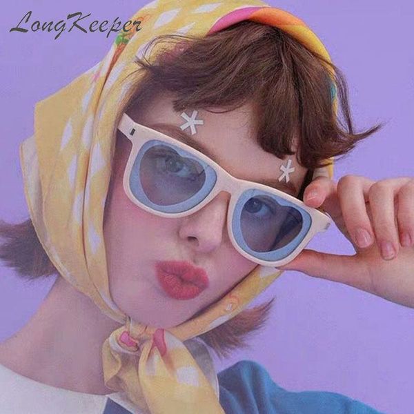 

sunglasses longkeeper square retro women beige blue heart shape sun glasses men party fashion gafas de sol mujer, White;black