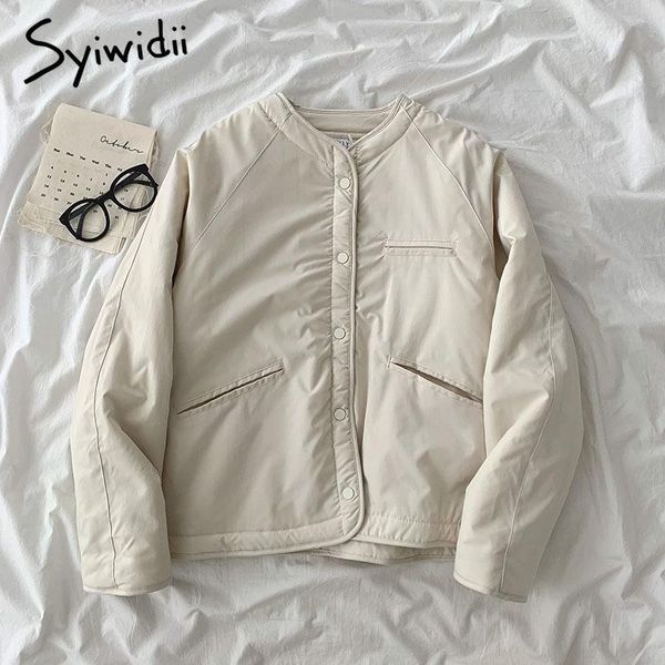 

women's jackets syiwidii woman parkas jacket fall winter 2021 fleece thick long sleeve outwear casual single breasted loose coats ladie, Black;brown