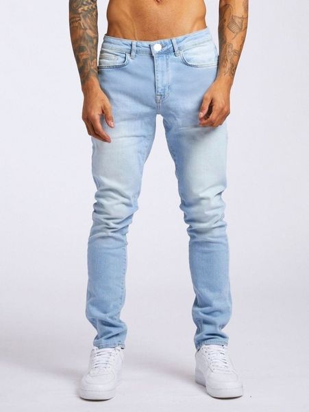

men bleach wash tapered jeans c3hb#, Blue