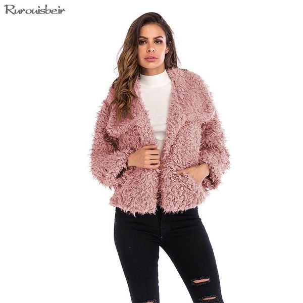 

women's jackets warm winter coat fall decoration pockets women clothes fashion 2021 autumn streetwear furry fuzzy lapel collar, Black;brown