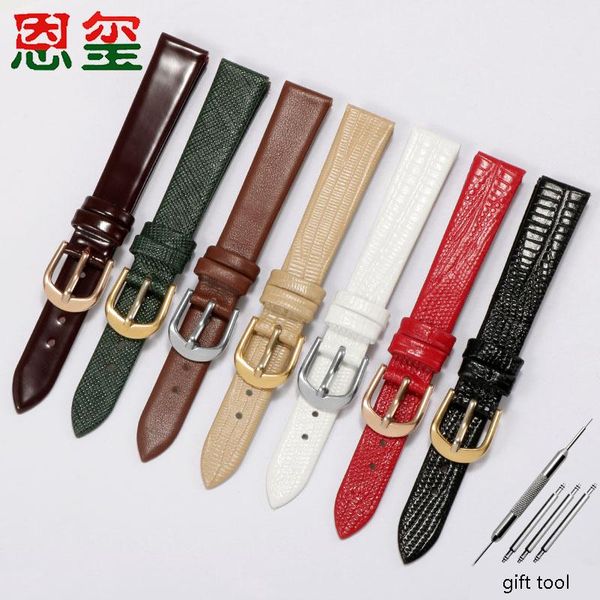 

watch bands genuine leather wristband 14mm black white red green strap replacemnt belt for ar1876/1726/1757/1681 female's chain, Black;brown