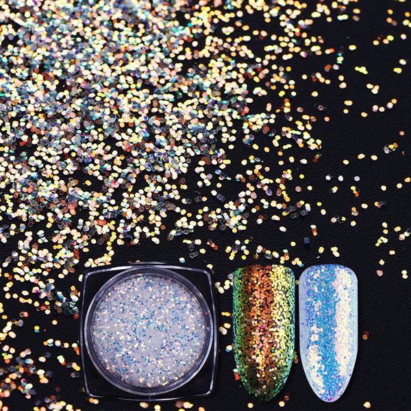 

nail glitter nicole diary 1g super shiny chameleon ab color sequins flakes paillette powder art decoration, Silver;gold
