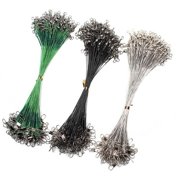 

20pcs steel fishing line wire leader with swivel accessory lead core leash braid