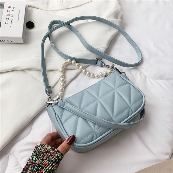 

evening bags pearl beading belt design small pu leather armpit crossbody bag for women 2021 simple luxury tendyshoulder handbags female