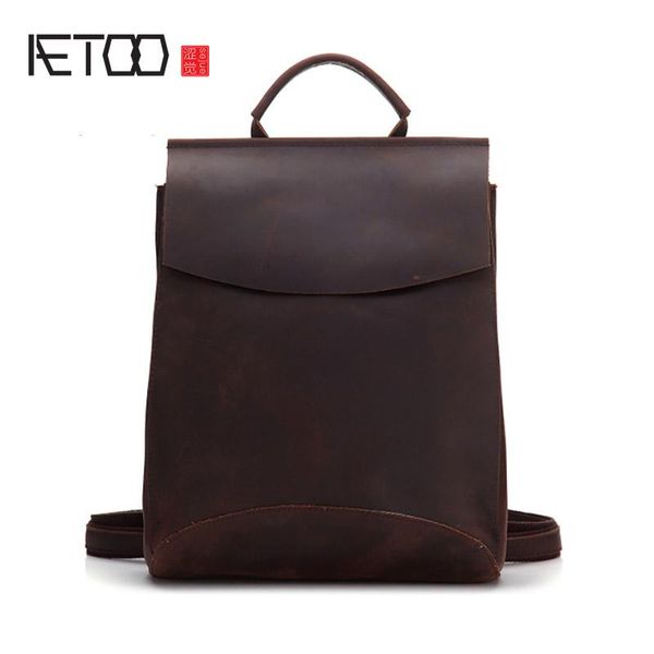 

crazy horse leather backpack, first layer retro backpack
