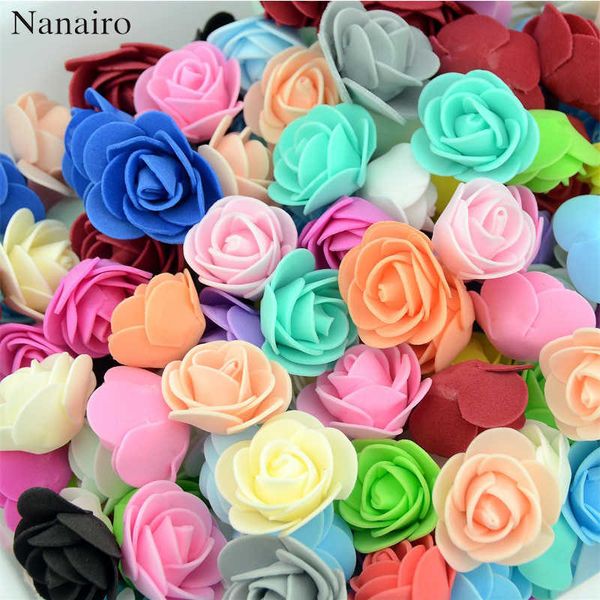 

500pcs/lot mini pe foam rose flower head artificial rose flowers handmade diy wedding home decoration festive & party supplies t200225