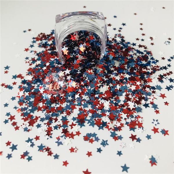 

nail glitter prettyg 1 box color american flag star mixes shape nails art decoration body tattoo makeup accessories, Silver;gold