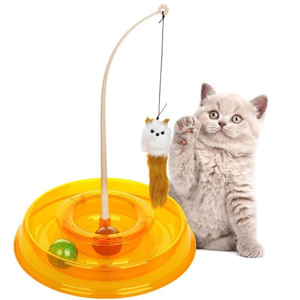 

creative pet cat toys crazy amusement round disk spring mice funny play activity mouse interactive supplies