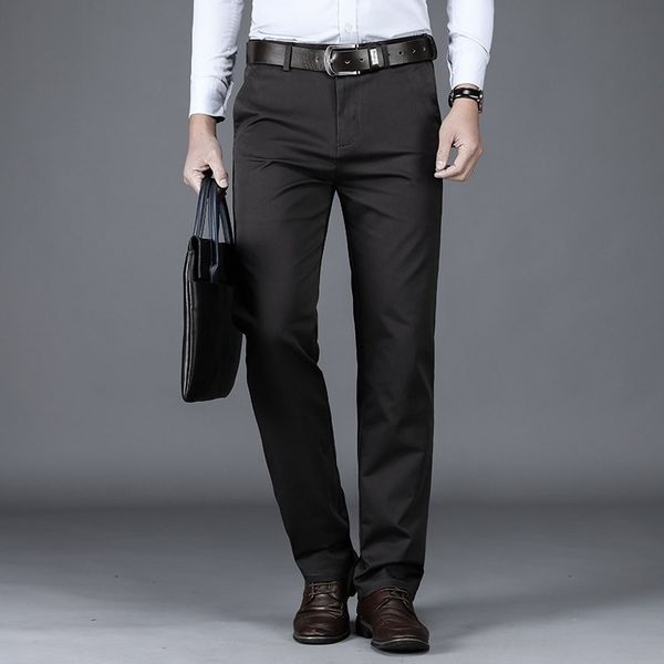 

high grade business straight tube dad's middle-aged men's high elastic casual pants, Black