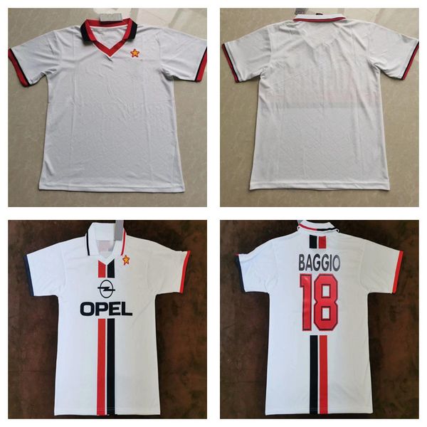 

1994 1995 1996 1997 milan soccer jerseys retro vintage 94 95 96 97 football shirt classic ac maldini baggio weah savicevic boban baresi, Black;yellow