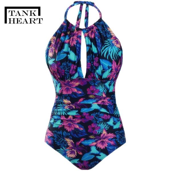 

one-piece suits print plus size swimwear one piece swimsuit women wear monokini push up swimming female swim suit xxl