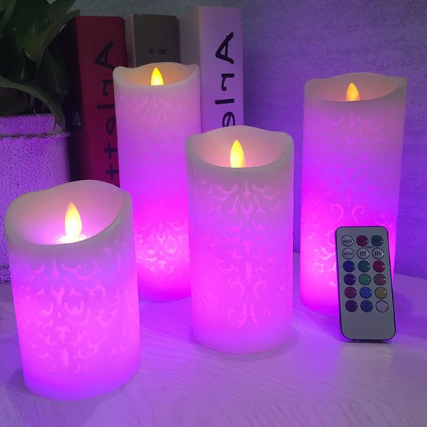 LED Flameless Velas Pillar com temporizador remoto Luminara Flicking Moving Wick Decor HH21-151